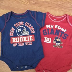 NFL NY Giants Baby Bodysuit 2pc 0-3 Months New 100% Cotton Football Athletic